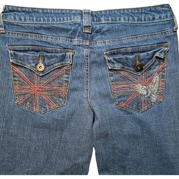 VTG 90s l.e.i. Chelsea Low Rise Bootcut Flair Raw Hem Jeans Y2K Grunge - Picture 1 of 8